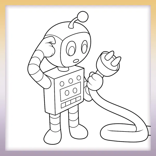 Robot with a plug | Online coloring page