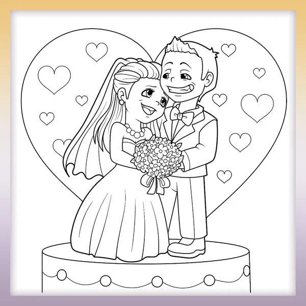 Wedding couple | Online coloring page