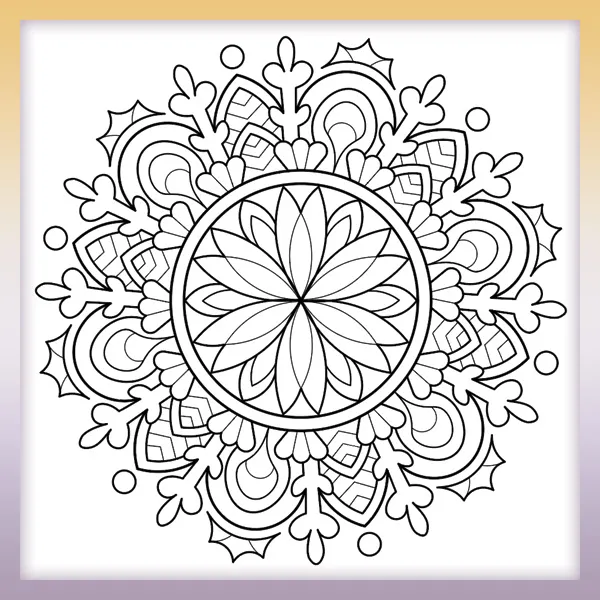 Winter flower mandala | Online coloring page