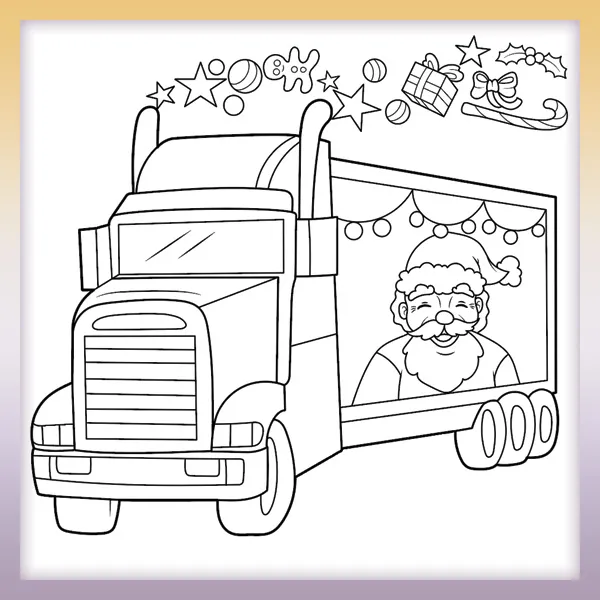 Christmas truck | Online coloring page