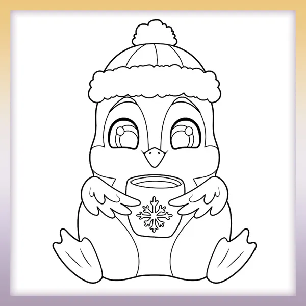 Bird with a cup | Online coloring page