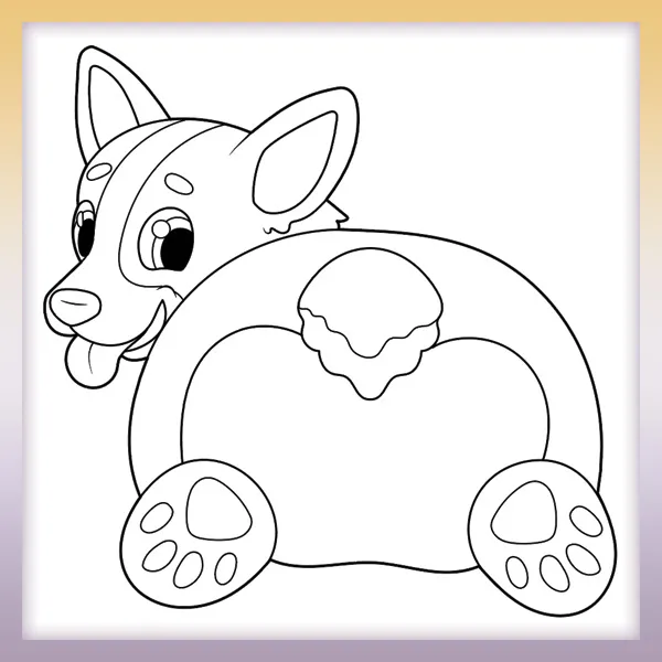 Corgi bum | Online coloring page