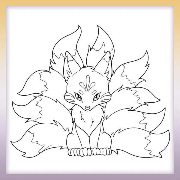 Small fox with nine tails | Online coloring page