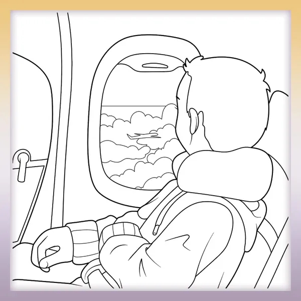 Boy on the plane | Online coloring page