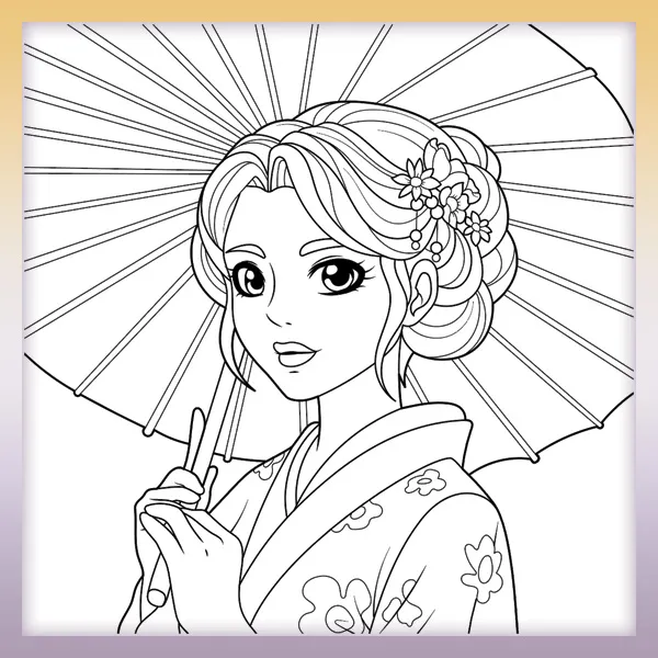 Geisha | Online coloring page