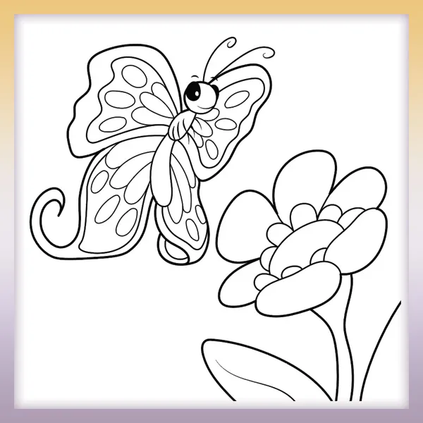 Butterfly and flower | Online coloring page