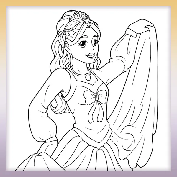 Dancing princess | Online coloring page