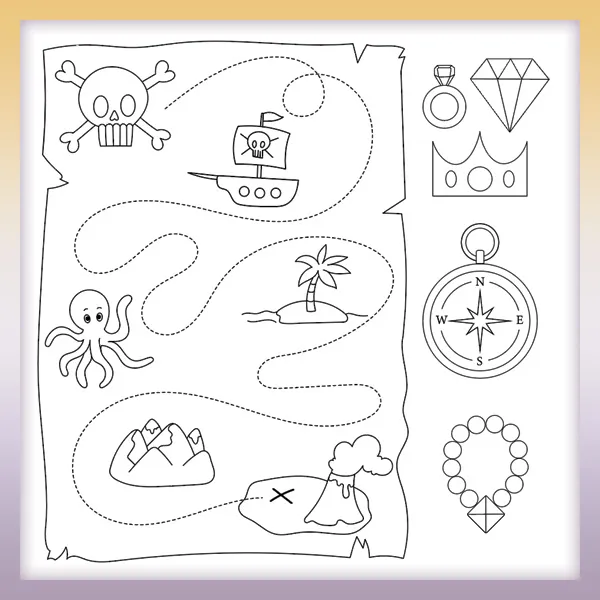 Treasure map | Online coloring page