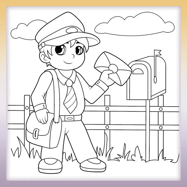 Postman | Online coloring page