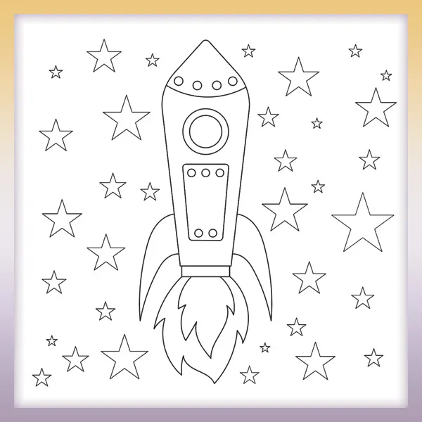 Rocket and stars | Online coloring page
