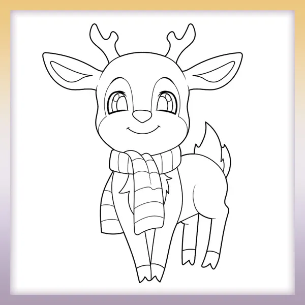 Deer with a scarf | Online coloring page