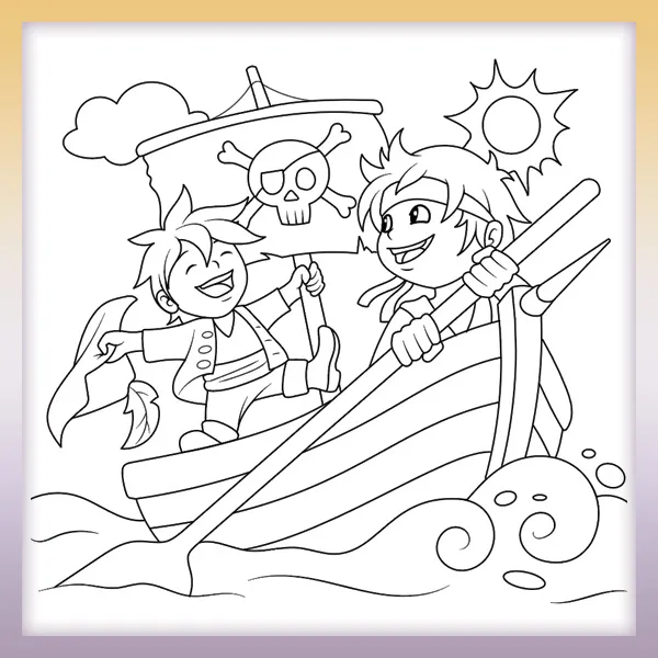 Pirates at Sea | Online coloring page