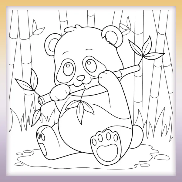 Panda chews bamboo | Online coloring page
