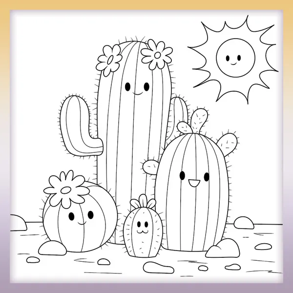Cactus family | Online coloring page