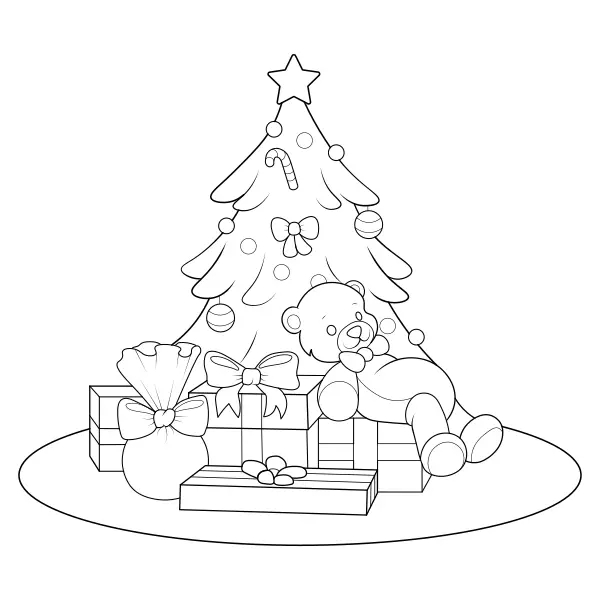 Christmas Tree and Gifts | Online coloring pages for kids
