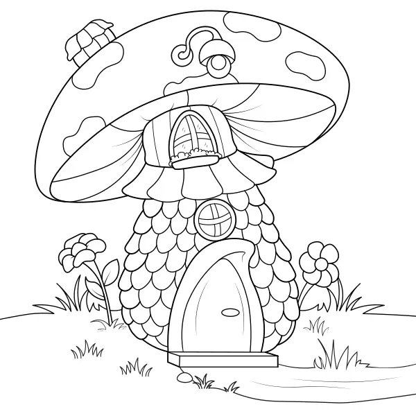 Mushroom House | Online coloring pages for kids