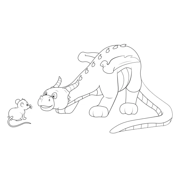 The Dragon and the Mouse | Online coloring pages for kids