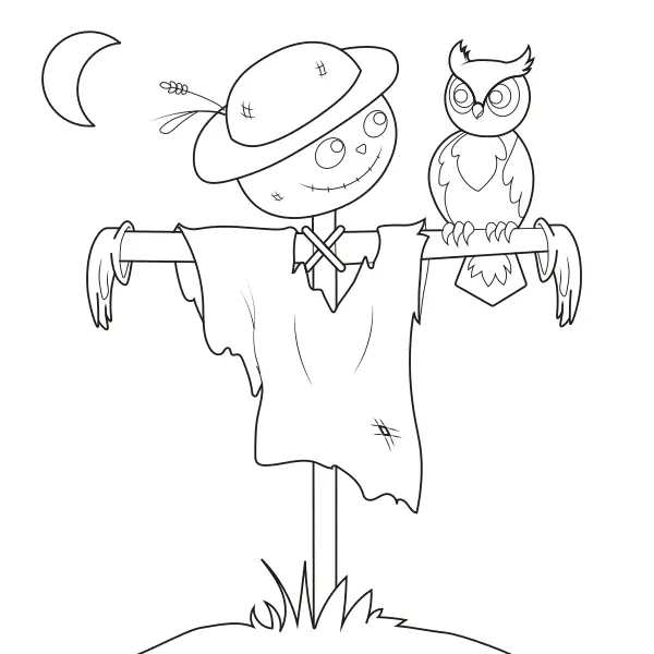 Scarecrow and the Owl | Online coloring pages for kids
