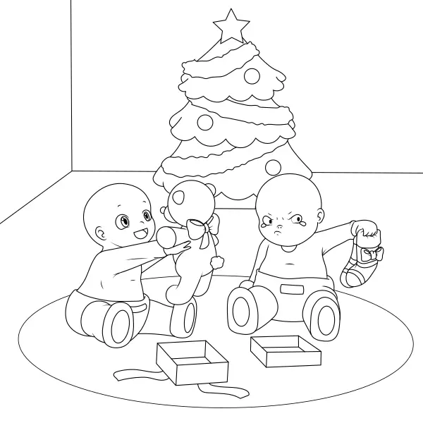 Children with gifts | Online coloring pages for kids