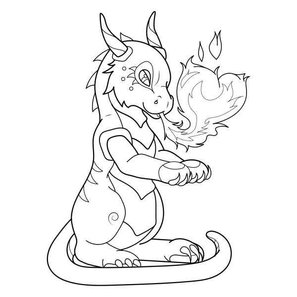 The Dragon with a Heart of Fire | Online coloring pages for kids