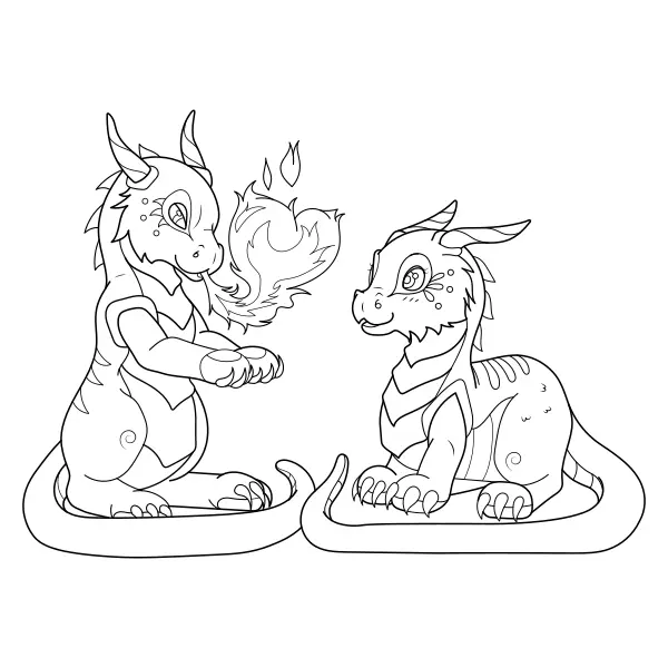 Dragons in Love | Online coloring pages for kids