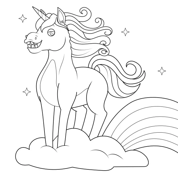 The Smiling Unicorn | Online coloring pages for kids