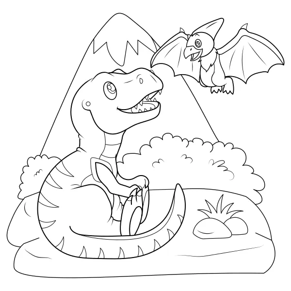 Little T-Rex Dinosaur | Online coloring pages for kids