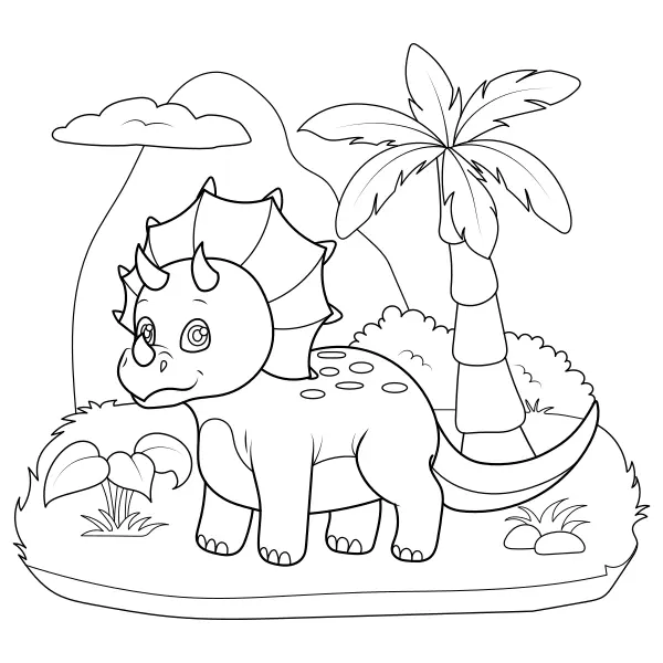 Triceratops, the Little Dinosaur | Online coloring pages for kids