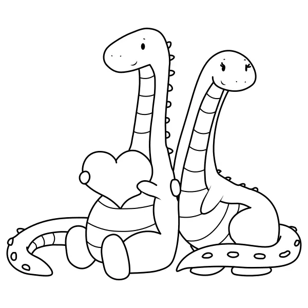 Dinosaurs in Love | Online coloring pages for kids