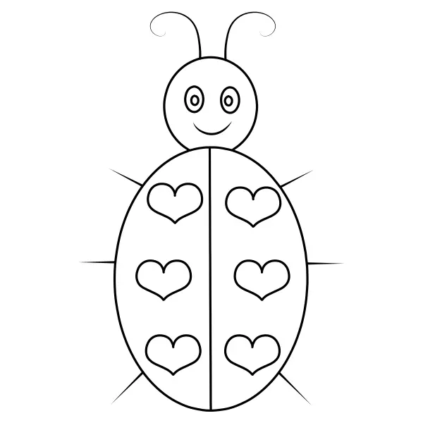 Heart-shaped ladybug | Online coloring pages for kids