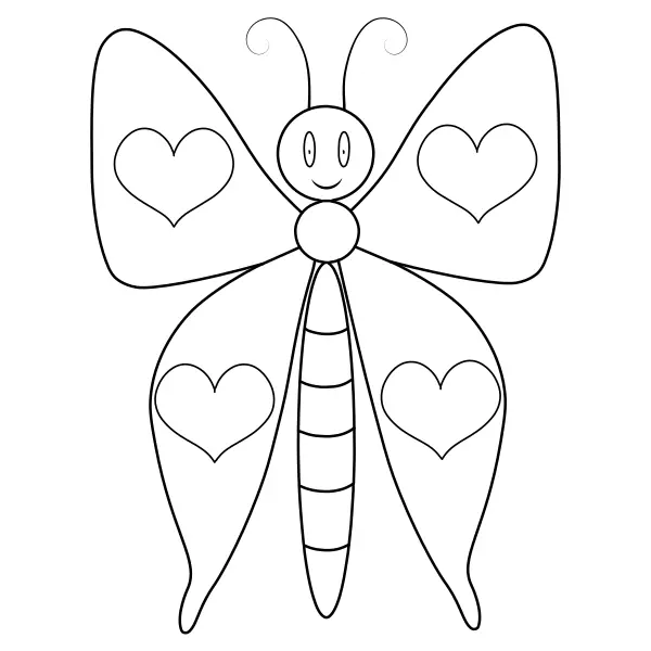 Butterfly with Heart-Shaped Wings | Online coloring pages for kids