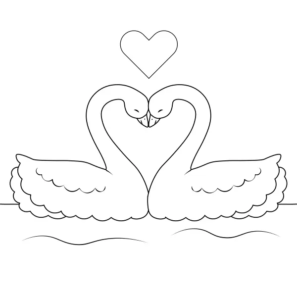 Swan Lovers | Online coloring pages for kids