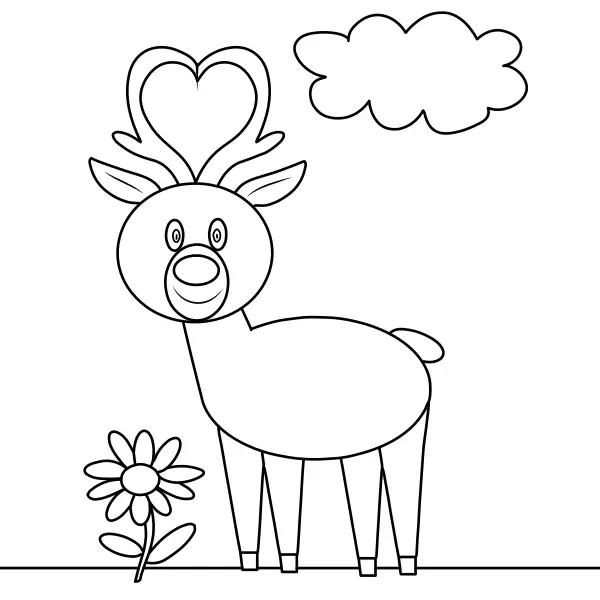 A deer with antlers | Online coloring pages for kids