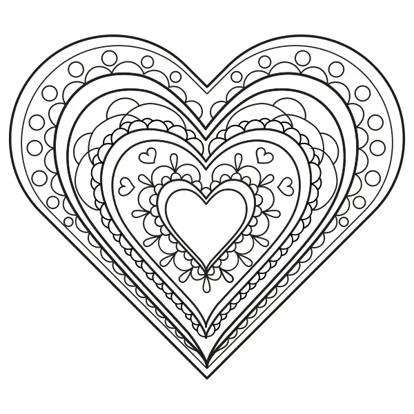 Heart Mandala | Online coloring pages for kids