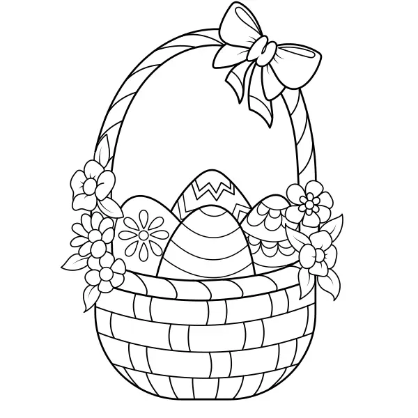 A basket of Easter eggs | Online coloring pages for kids