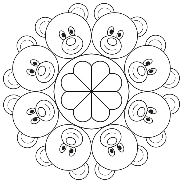 Mandala – Teddies | Online coloring pages for kids