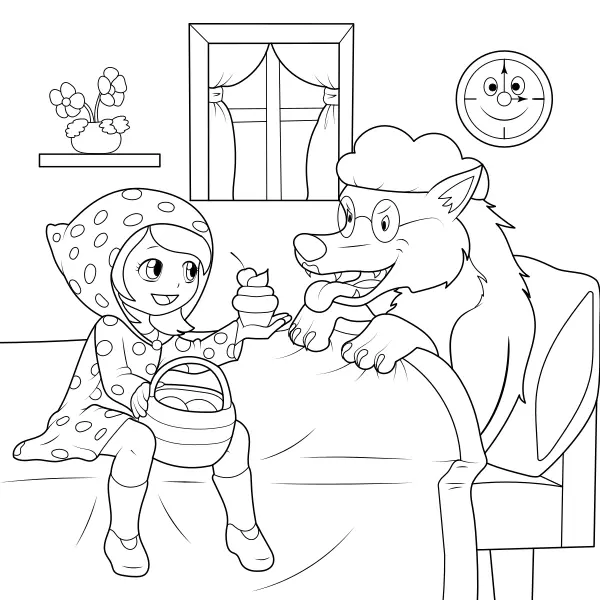 Little Red Riding Hood and the Wolf | Online coloring pages for kids