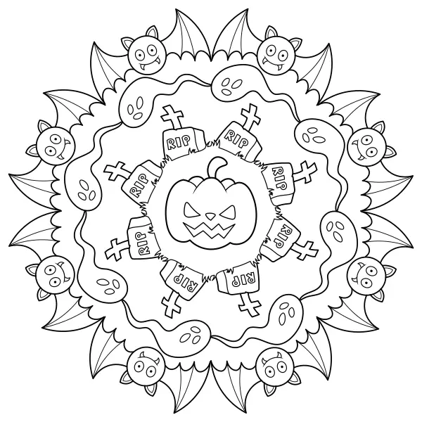 Halloween Mandala | Online coloring pages for kids