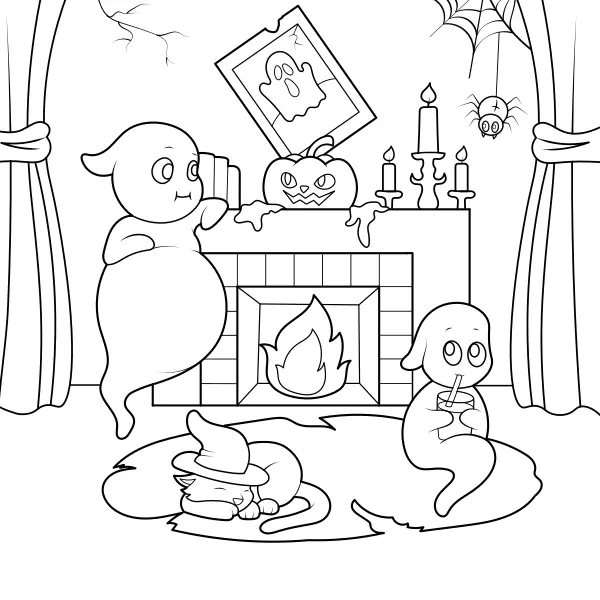 Ghost house | Online coloring pages for kids