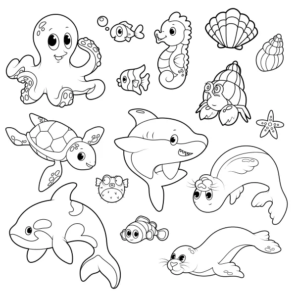Sea Animals | Online coloring pages for kids