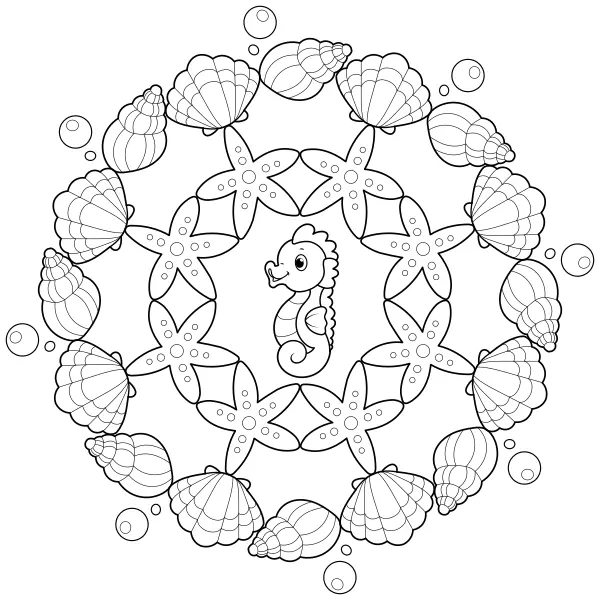 Shell Mandala | Online coloring pages for kids