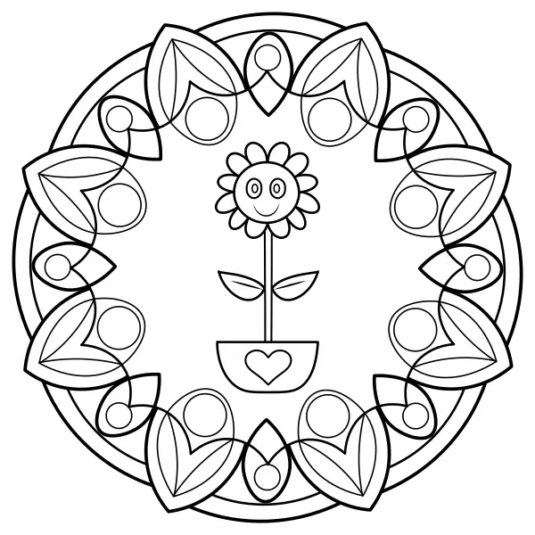 Sunflower Mandala | Online coloring pages for kids
