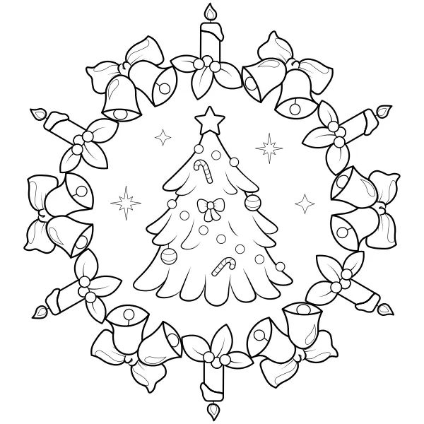 Mandala – Christmas Tree | Online coloring pages for kids