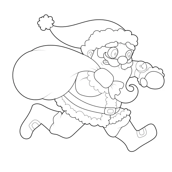 Santa is in a hurry | Online coloring pages for kids