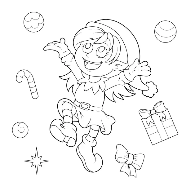 Christmas Elf | Online coloring pages for kids