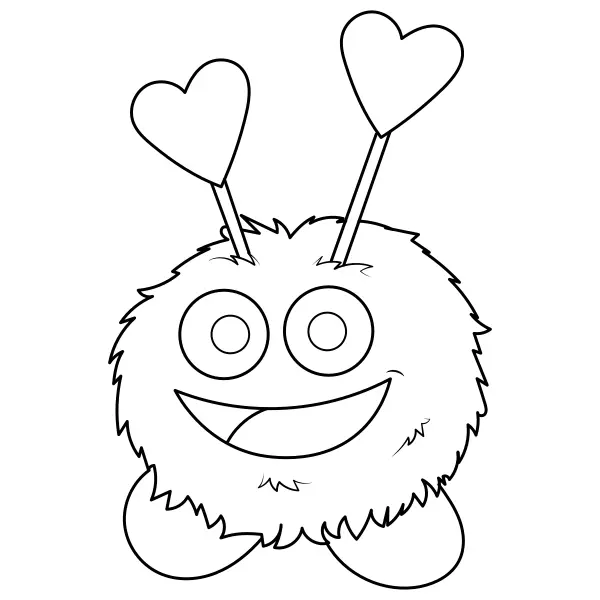 Fluffy Valentine’s Monster | Online coloring pages for kids