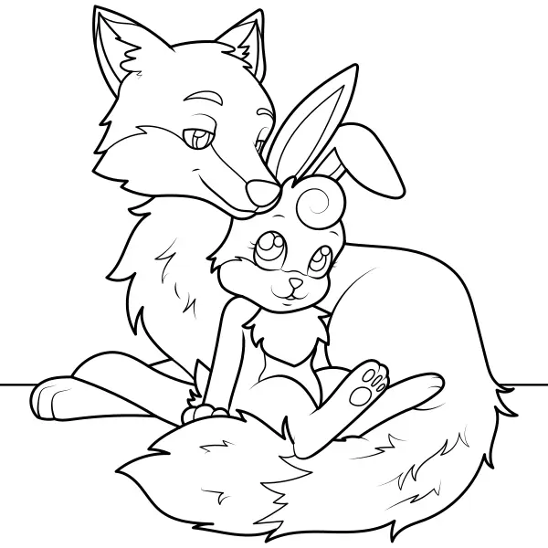 Rabbit and the Fox | Online coloring pages for kids