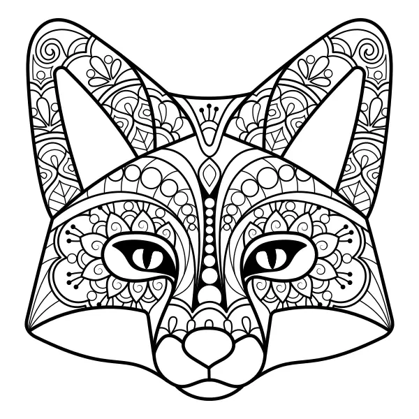 Mandala – Fox | Online coloring pages for kids