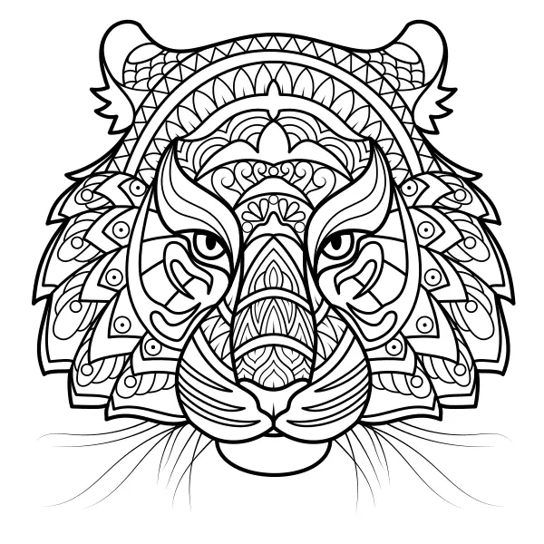 Mandala – Tiger | Online coloring pages for kids