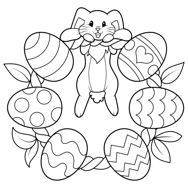 Easter Wreath | Online coloring pages for kids